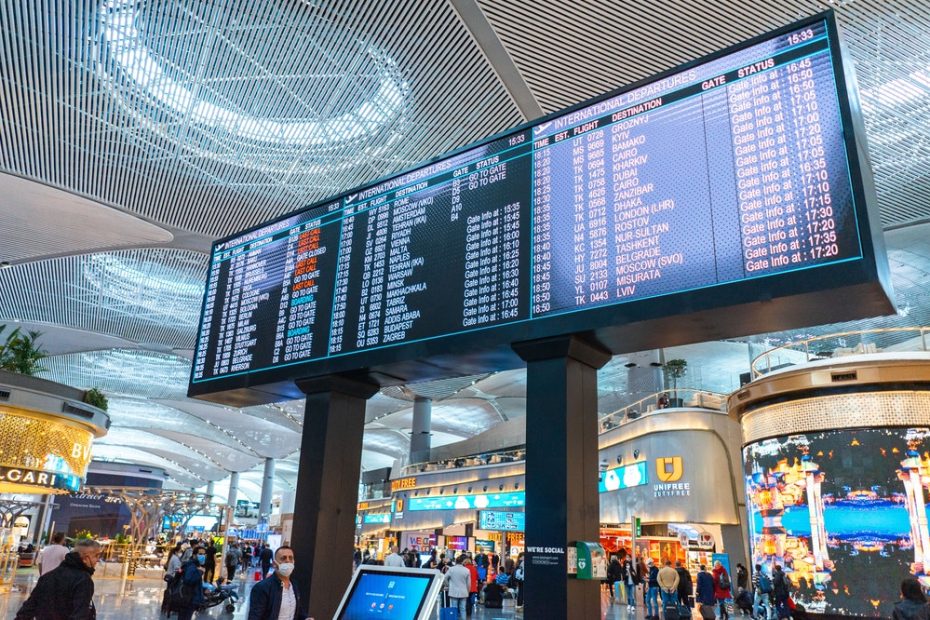 Flight information screen at the airport